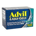 Box of Advil Ibuprofen Liqui-Gels with 200 mg pain reliever/fever reducer, containing 20 liquid-filled capsules.
