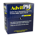 Box of Advil PM Ibuprofen caplets, with indication for pain relief and nighttime sleep aid.