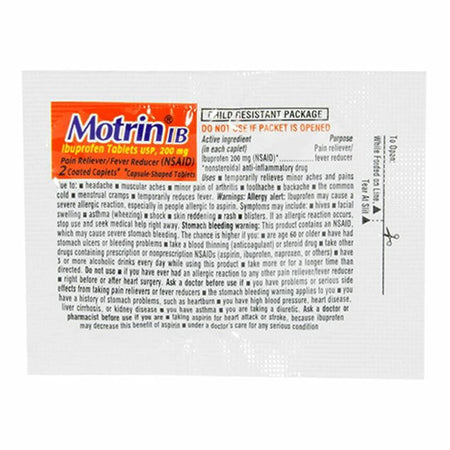 Motrin Ibuprofen - Pack of 2 - All Travel Sizes