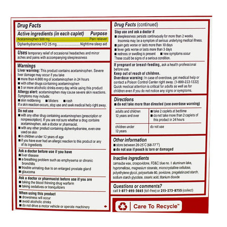 Tylenol Extra Strength PM - Pack of 2 - All Travel Sizes