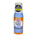 A 1.6 oz Arm & Hammer Simply Saline Nasal Mist packaging, featuring a blue and orange spray bottle with branding and product information.