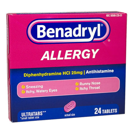 Benadryl Allergy Tablets - Box of 24 - All Travel Sizes