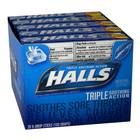 Halls Cough Suppressant Regular - Stick of 9 Drops - All Travel Sizes
