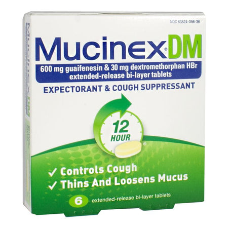 Mucinex DM Expectorant & Cough Suppressant - Box of 6 - All Travel Sizes