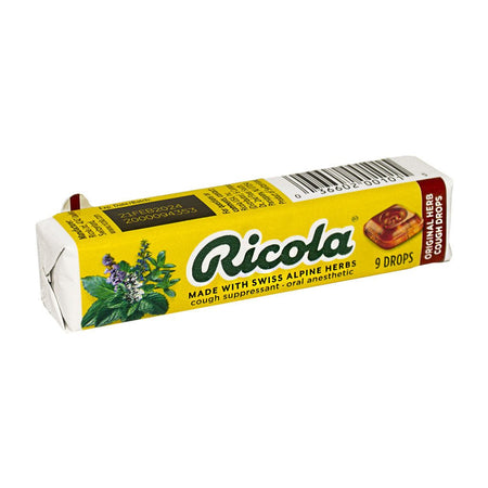Ricola Natural Herb Throat Drops - Stick of 9 - All Travel Sizes