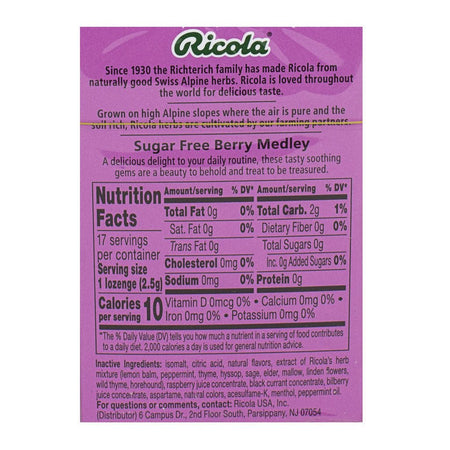 Ricola Berry Medley Cough Drops - 17 ct. - All Travel Sizes