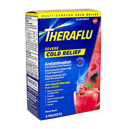 Theraflu Severe Cold & Cough Daytime - Box of 6 Packets - All Travel Sizes
