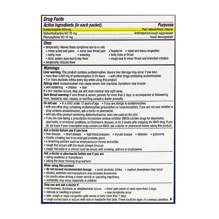 Theraflu Severe Cold & Cough Nighttime - Box of 6 Packets - All Travel Sizes