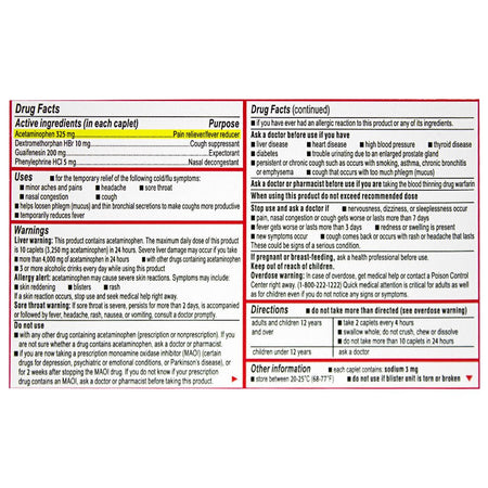 Tylenol Severe Cold & Flu - Box of 24 - All Travel Sizes