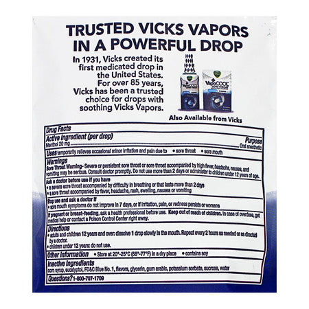 Vick's VapoCOOL Medicated Drops - Pack of 18 - All Travel Sizes