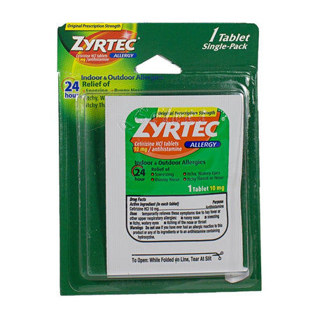 Zyrtec Allergy Relief - Pack of 1 - All Travel Sizes