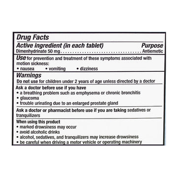 Dramamine Motion Sickness Relief Tablets - Box of 2