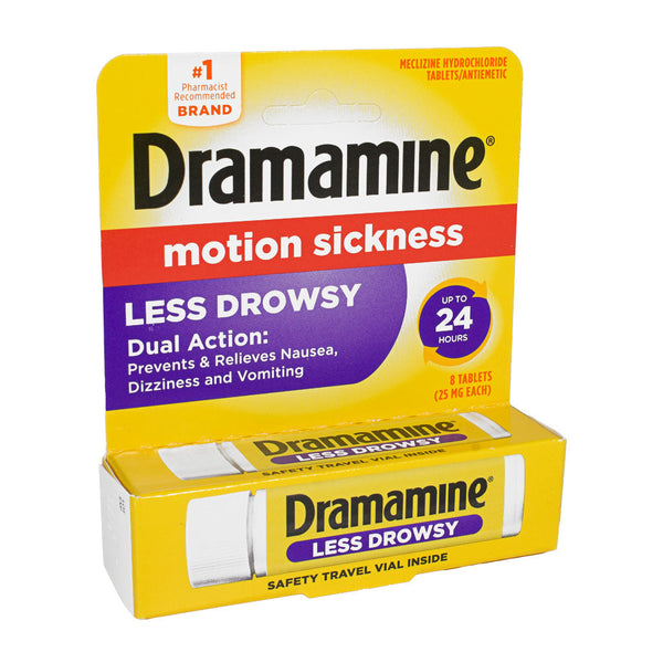 Dramamine Motion Sickness Relief Less Drowsy Tablets - Vial of 8