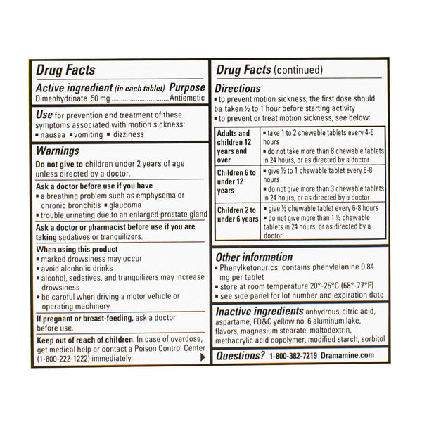 Dramamine Motion Sickness Relief Chewables - Box of 8