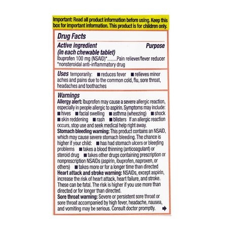 Motrin Children's Chewable Tablet - Box of 24 - All Travel Sizes