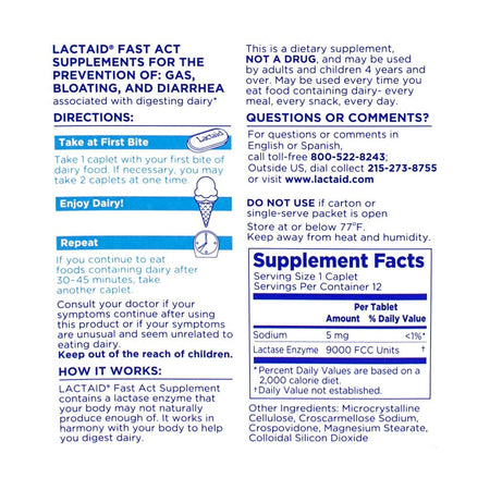 Lactaid Fast Action Caplets, 12ct - All Travel Sizes