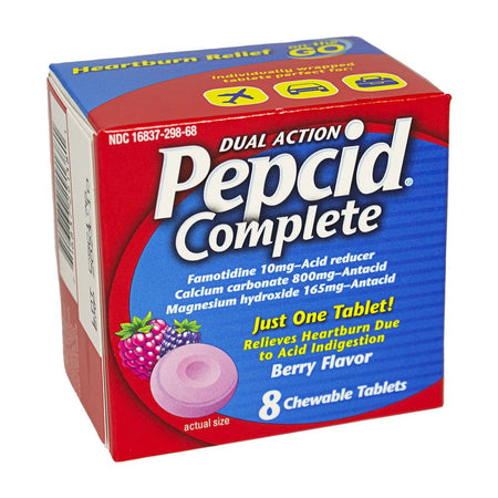 Pepcid Complete Berry Chewables - Box of 8 - All Travel Sizes