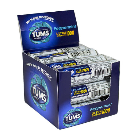 Tums Ultra Strength  Peppermint - Roll of 12 - All Travel Sizes