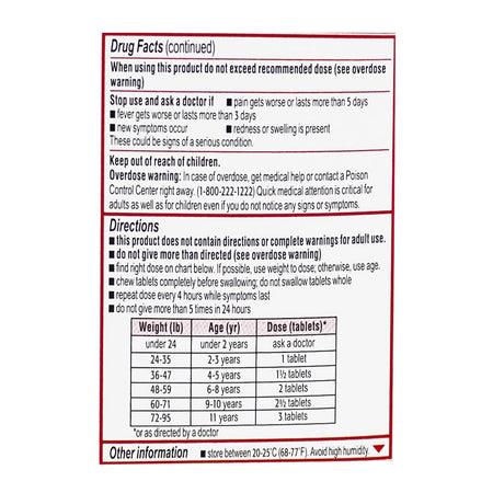 Tylenol Children's Bubblegum Chewables - Box of 24 - All Travel Sizes