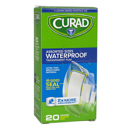 Curad Assorted Waterproof Bandages - Box of 20 - All Travel Sizes