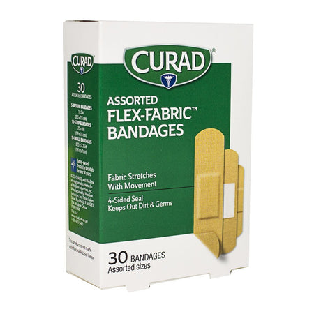 Curad Flex Fabric Bandages - Box of 30 - All Travel Sizes