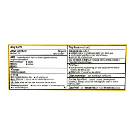 Bengay Vanishing Scent Gel – 2 oz. - All Travel Sizes