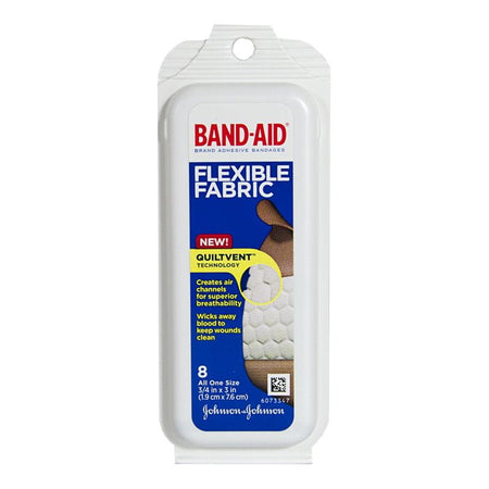 Johnson & Johnson Flexible Fabric Band - Aids - Pack of 8 - All Travel Sizes