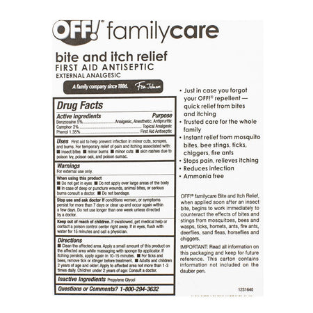 OFF Family Care First Aid Antiseptic Itch Relief Stick - 0.5 oz. - All Travel Sizes