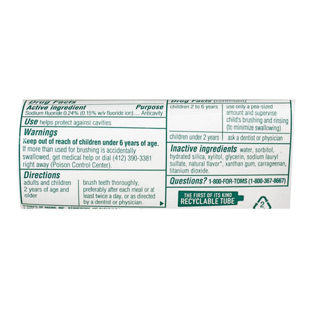Tom's of Maine Fresh Mint Anticavity Toothpaste 3 oz - All Travel Sizes