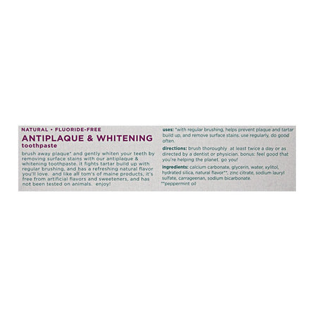 Tom's of Maine Peppermint Antiplaque & Whitening Fluoride - Free Toothpaste 1 oz - All Travel Sizes