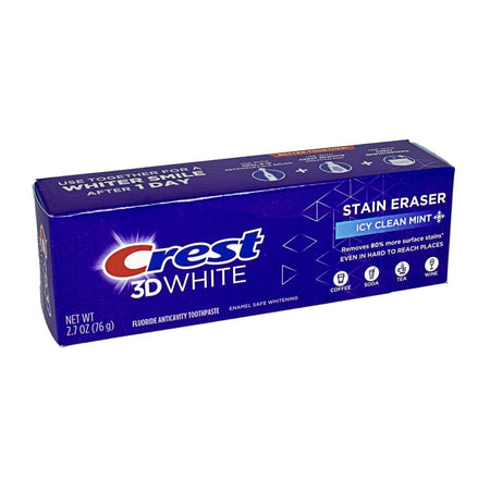 Crest 3D White Stain Eraser Toothpaste, Icy Clean Mint- 2.7 oz - All Travel Sizes
