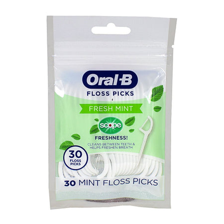 Oral - B Burst of Scope Floss Fresh Mint Picks - Pack of 30 - All Travel Sizes