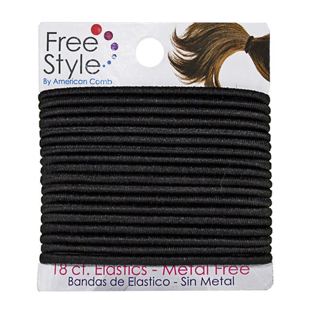 FreeStyle Black Metal Free Elastic Ponytails - Pack of 18 - All Travel Sizes