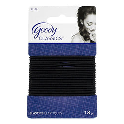 Goody Classic Large Black Elastic Ponytails - Card of 18