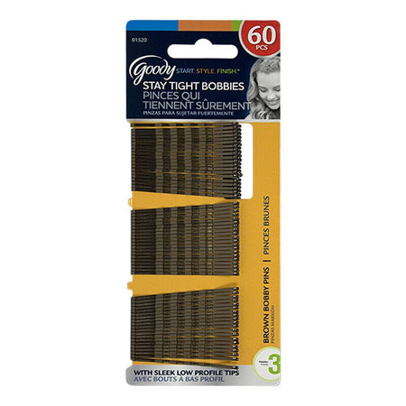 Goody Brown Bobby Pins - Card of 60 - All Travel Sizes