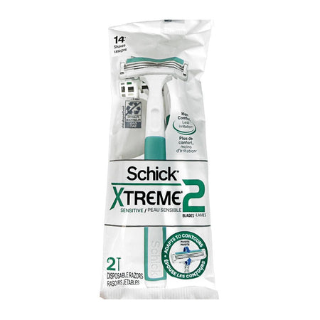Schick Xtreme2 Razor Sensitive - Pack of 2 - All Travel Sizes