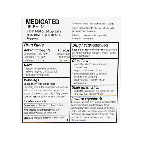 Blistex Medicated Lip Balm SPF 15 - 0.15 oz. Tube - All Travel Sizes