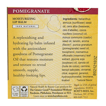 Burt's Bees Pomegranate Moisturizing Lip Balm - 0.15 oz.