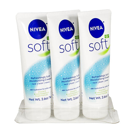Nivea Soft Face, Body, Hands, Moisturizing Cream - 2.6 oz. - All Travel Sizes