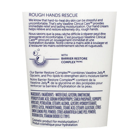 UNAVAILABLE - Vaseline Rough Hands Rescue Cream - 3.4 oz. - All Travel Sizes