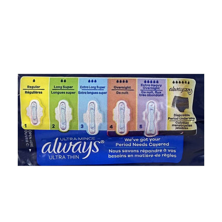 Always Ultra-Thin Overnight Pads with Wings- 6 ct - All Travel Sizes