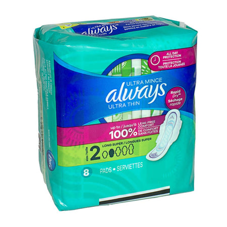Always Ultra-Thin Maxi Pads with Wings - 8 ct - All Travel Sizes