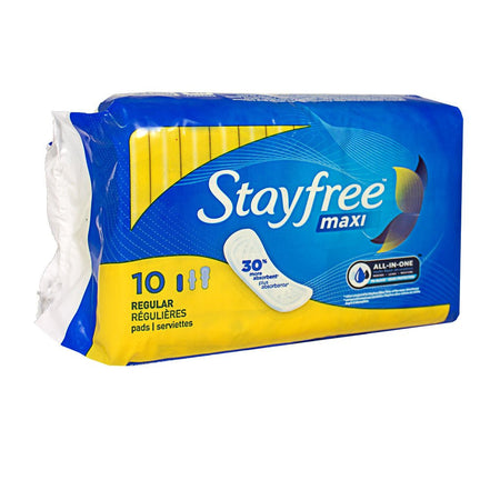 Stayfree Regular Maxi Pads - Pack of 10 - All Travel Sizes
