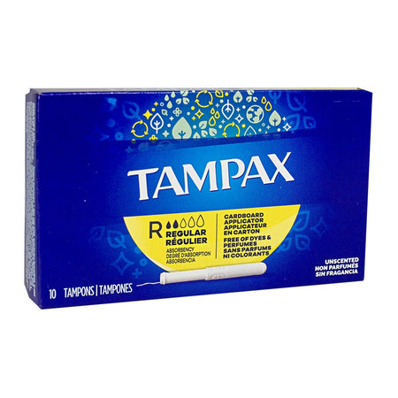 Tampax Regular Biodegradable Tampons - Box of 10 - All Travel Sizes