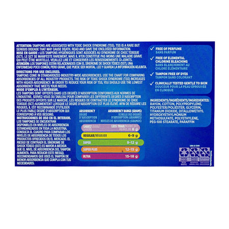 Tampax Super Biodegradable Tampons - Box of 10 - All Travel Sizes