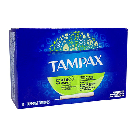 Tampax Super Biodegradable Tampons - Box of 10 - All Travel Sizes