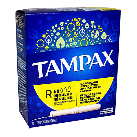 Tampax Regular Cardboard Applicator Tampons - Box of 20 - All Travel Sizes