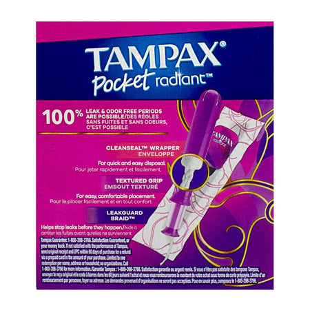 Tampax Pocket Radiant Tampons Super Unscented - 14 ct. - All Travel Sizes