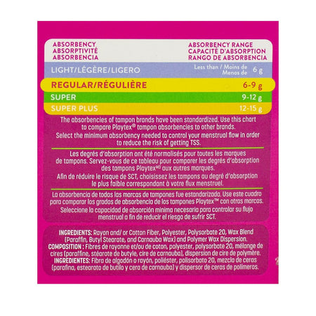 Playtex Sport Regular Tampons - Box of 8 (Fragrance Free) - All Travel Sizes