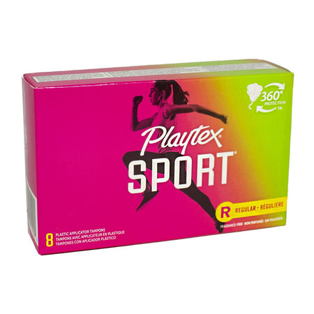 Playtex Sport Regular Tampons - Box of 8 (Fragrance Free) - All Travel Sizes